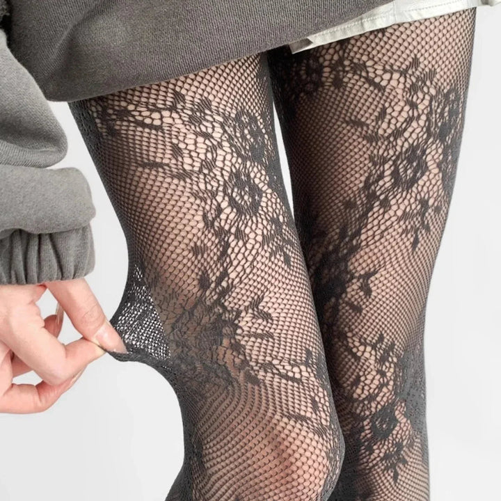 Women's Tights Hollowed Out With Floral Pattern Elegant Look