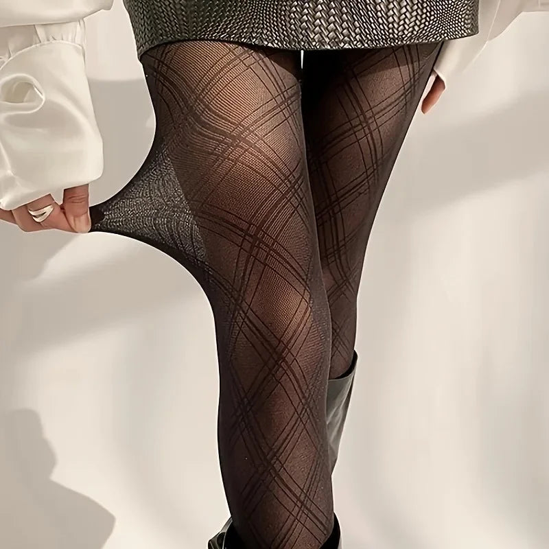 Women's Tights Diamond Pattern Elegant for Stylish Looks