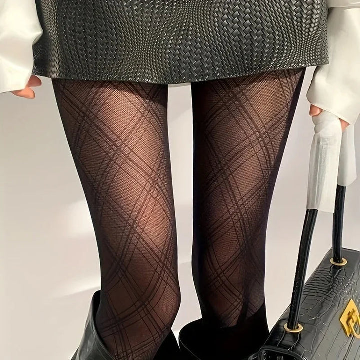 Women's Tights Diamond Pattern Elegant for Stylish Looks