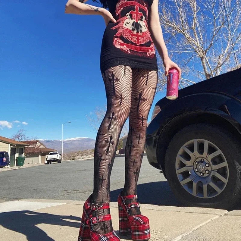 Collants femme style rétro gothique élastiques à la mode