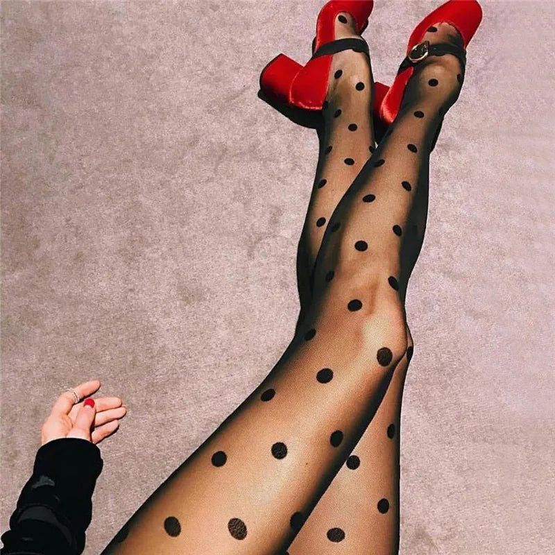 Women's Tights Polka Dot Design Slim Fit Elegant Tights