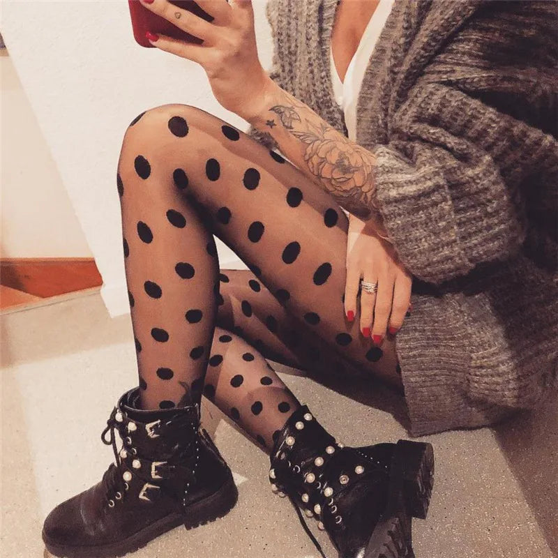 Women's Tights Polka Dot Design Slim Fit Elegant Tights