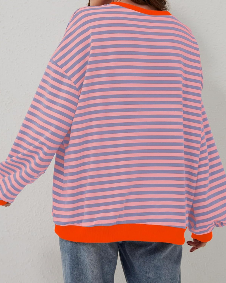 Women's Sweatshirt Cotton Striped Casual Fit