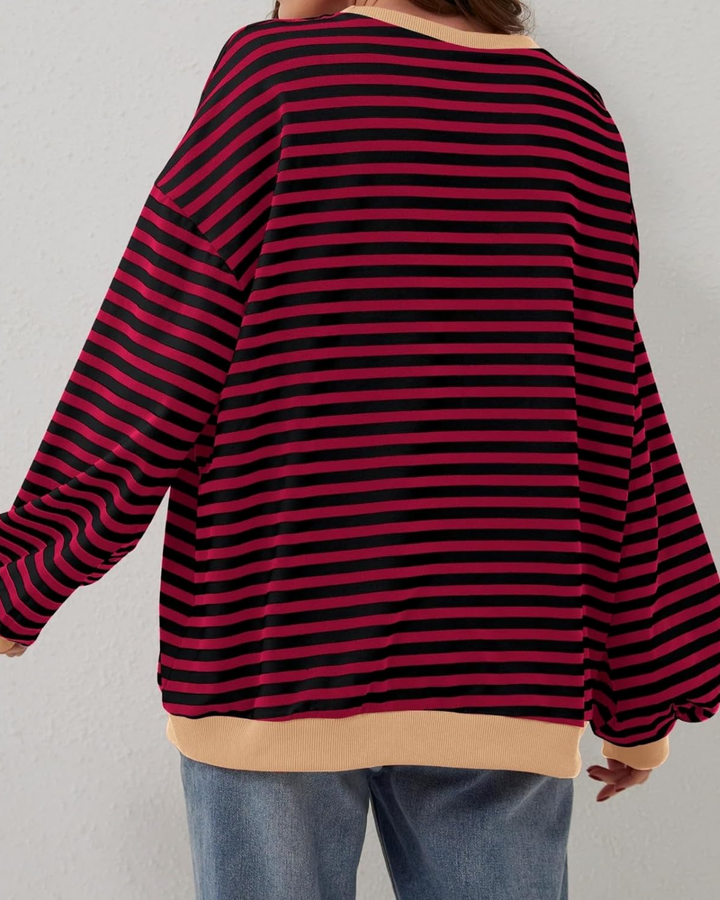 Women's Sweatshirt Cotton Striped Casual Fit