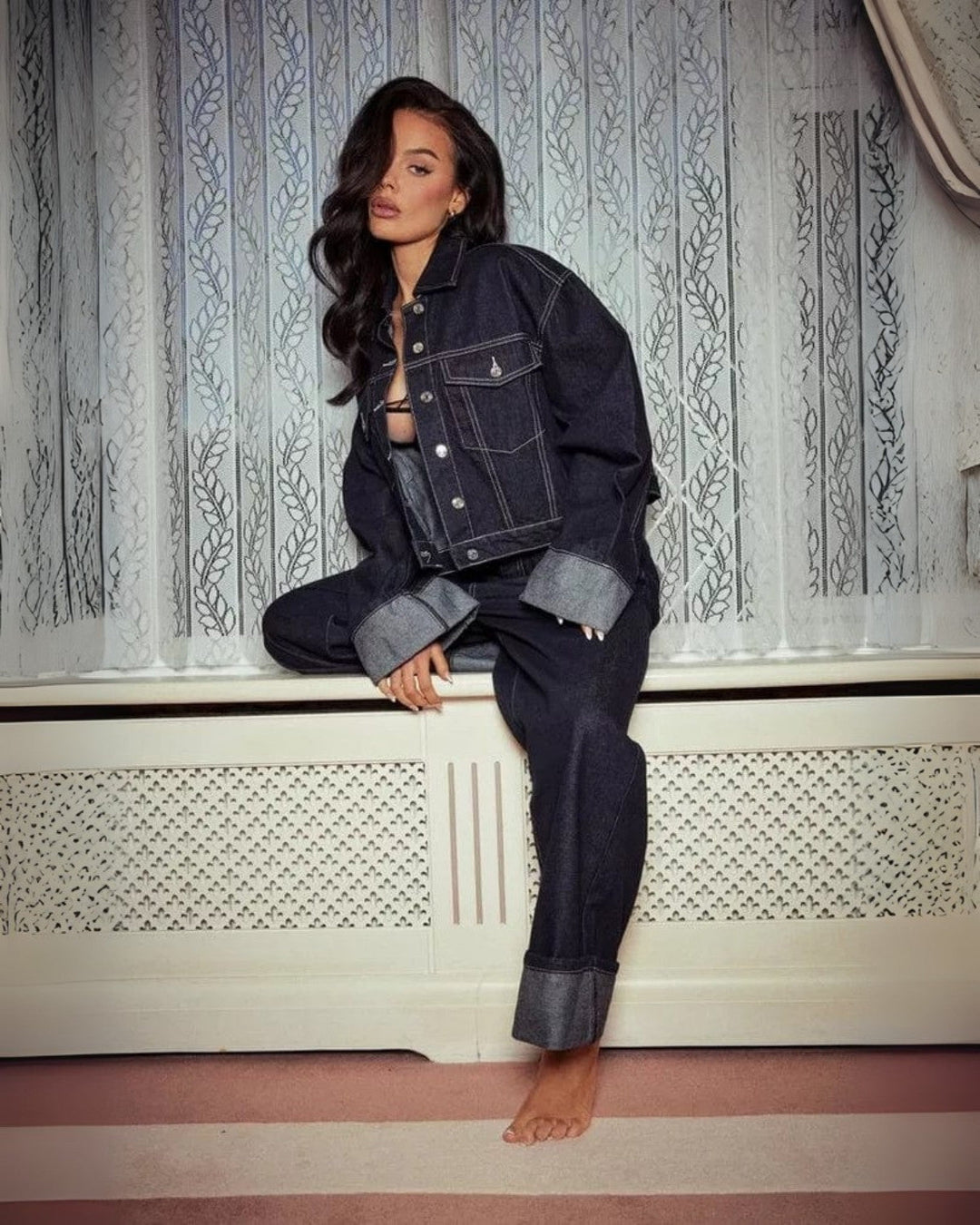 Women's Twin Set Denim Comfortable Elegant