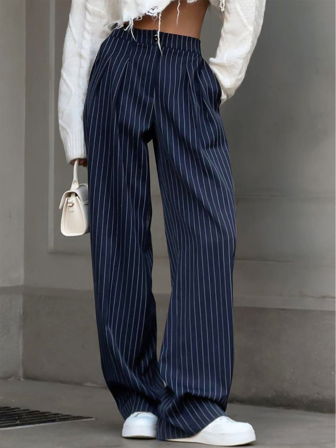 Women's wide pants polyester with pleats for summer