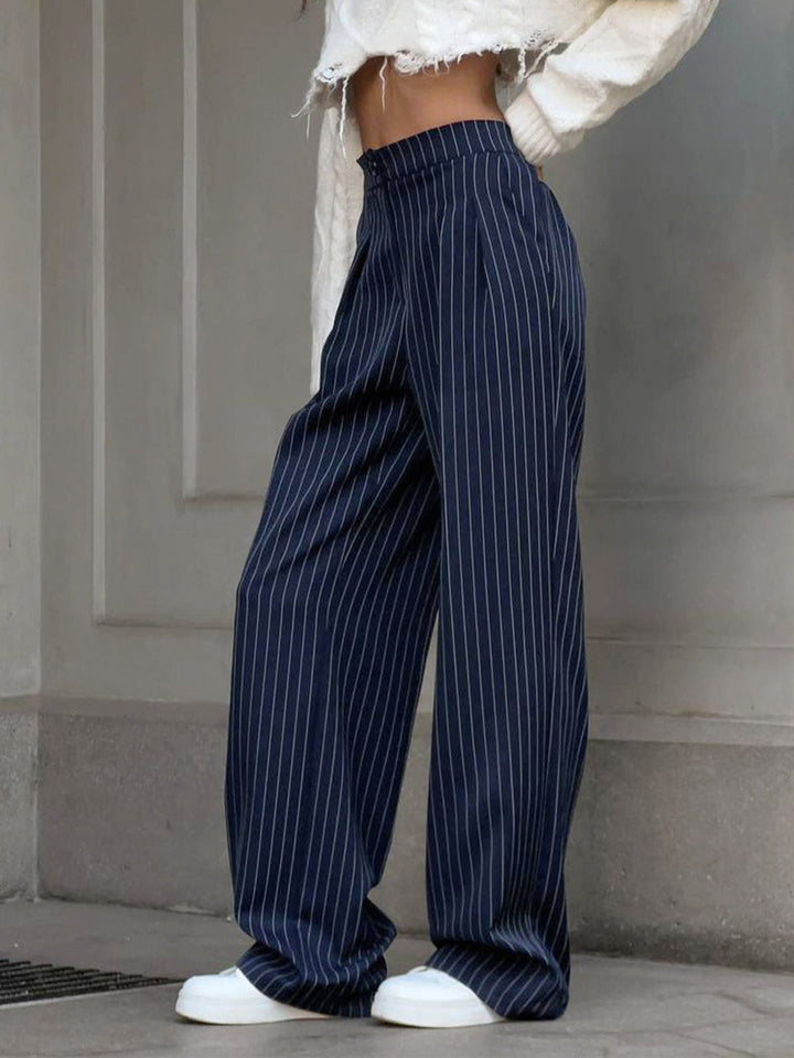 Women's wide pants polyester with pleats for summer