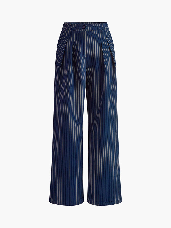 Women's wide pants polyester with pleats for summer