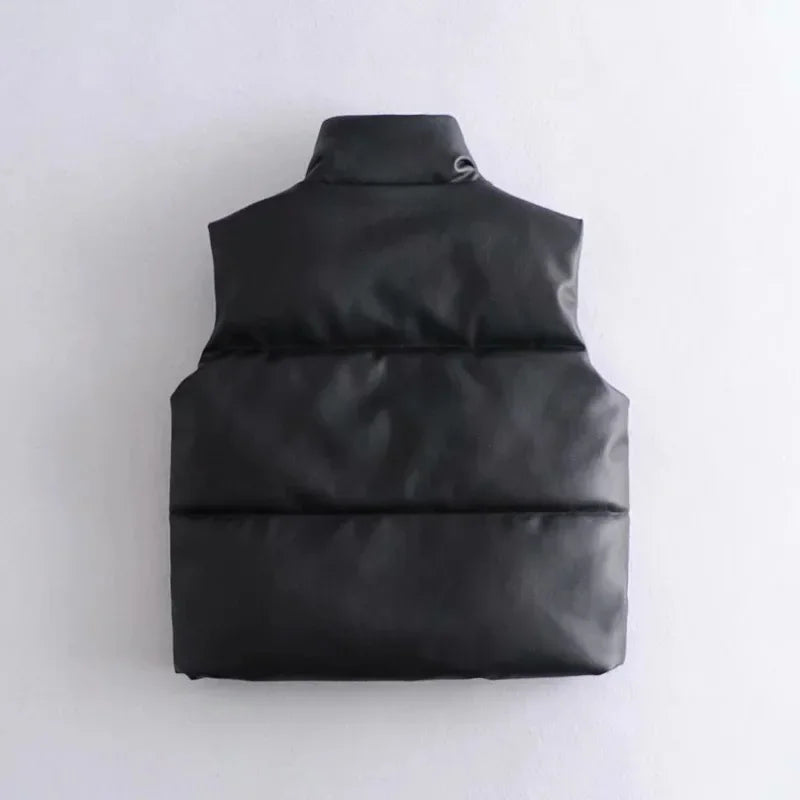 Women's Vest Short Stand-up Collar Elegant Fashion Made from High-Quality Fabric