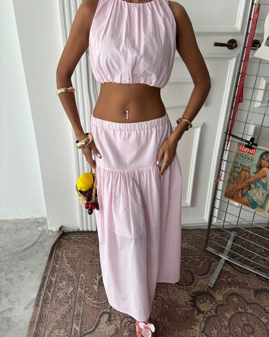 Women's Two-Piece Dress Light Elegant With Ruched Top