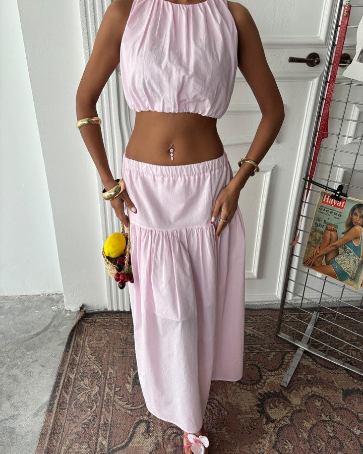 Women's Two-Piece Dress Light Elegant With Ruched Top