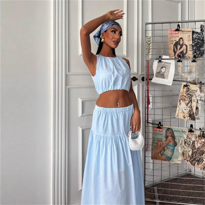 Women's Two-Piece Dress Light Elegant With Ruched Top