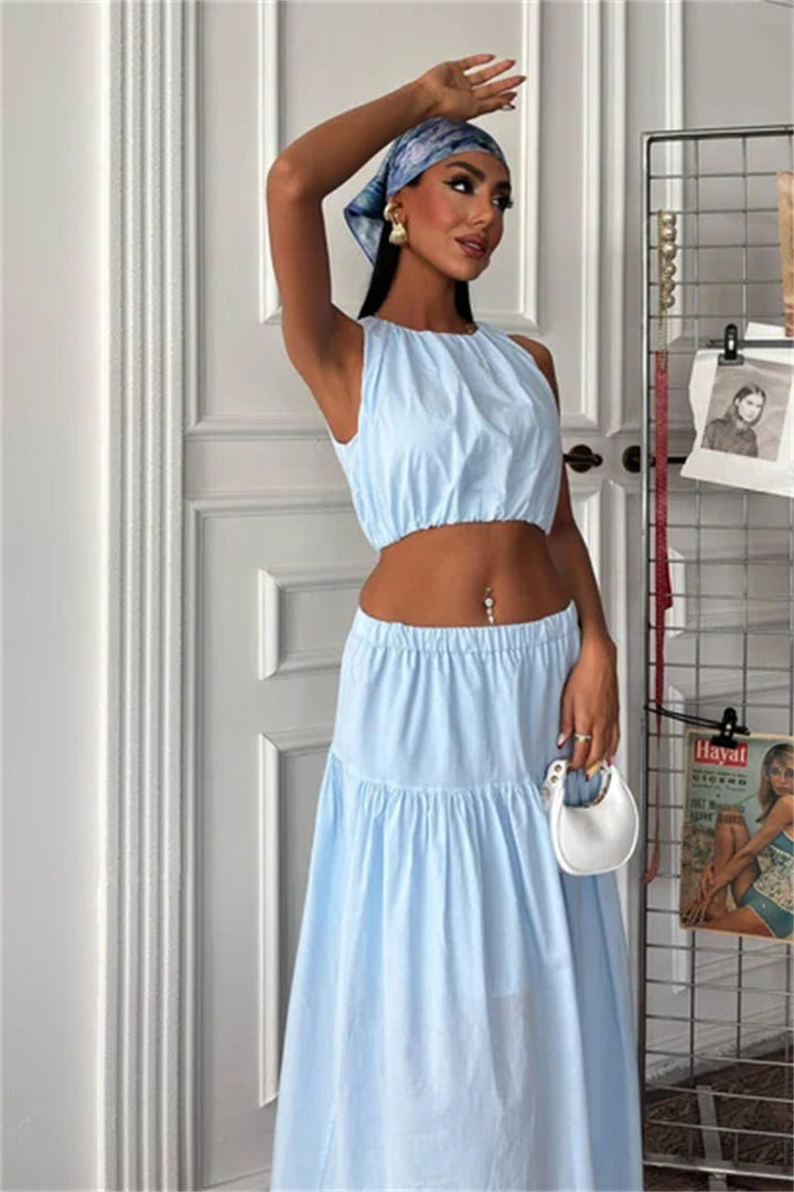 Women's Two-Piece Dress Light Elegant With Ruched Top