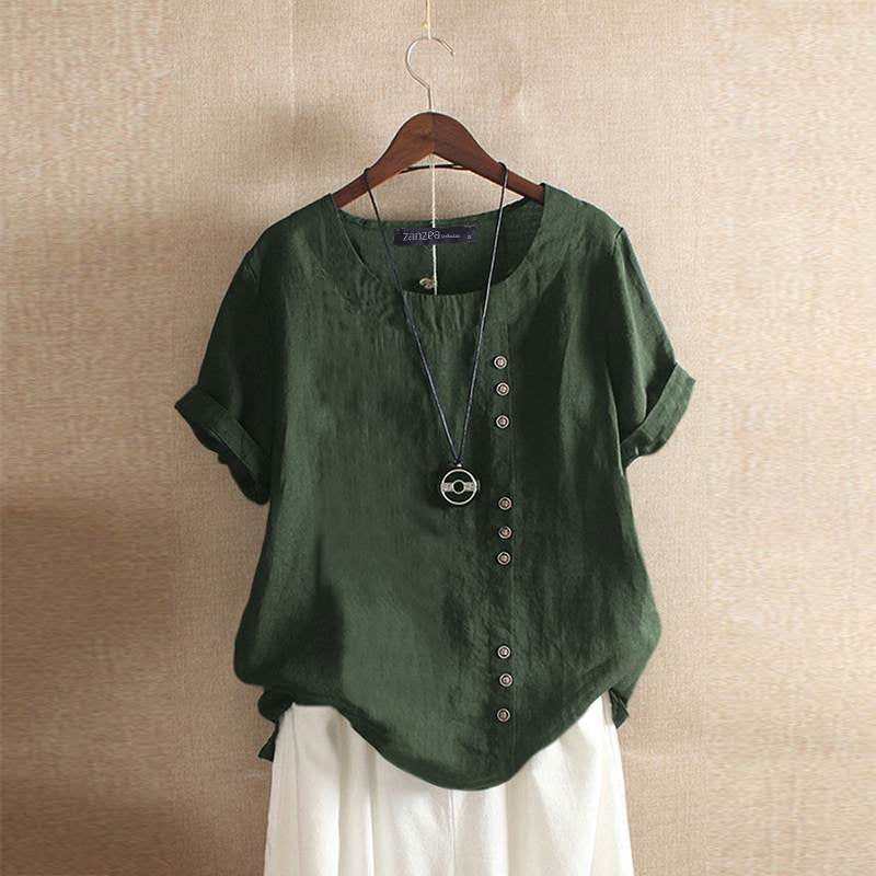 Women's blouse cotton asymmetrical with button details