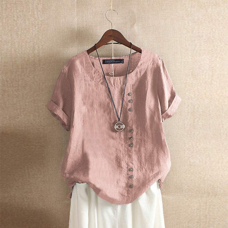 Women's blouse cotton asymmetrical with button details