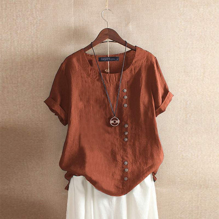 Women's blouse cotton asymmetrical with button details