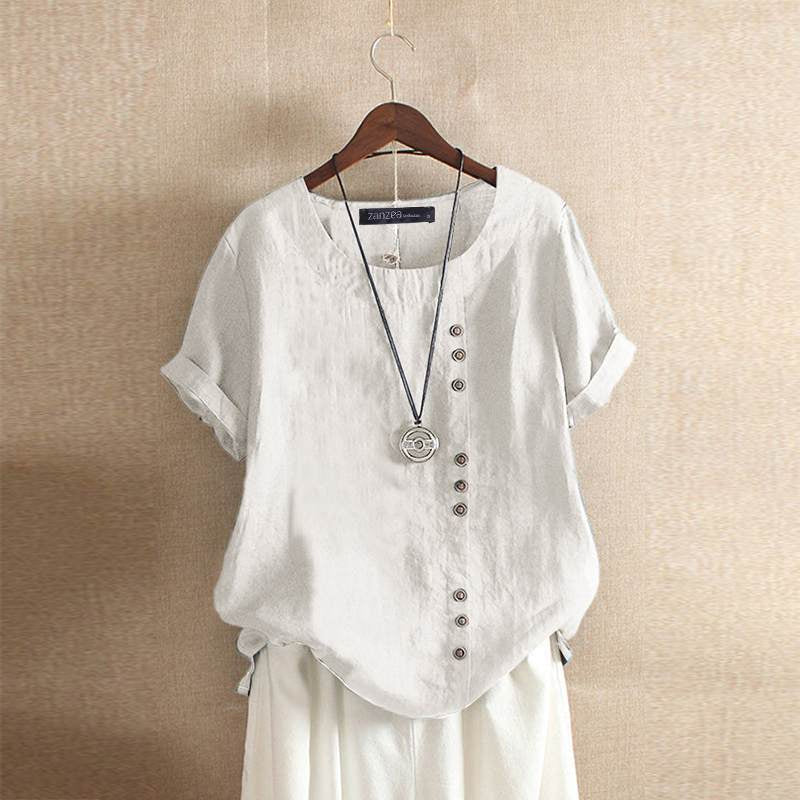 Women's blouse cotton asymmetrical with button details