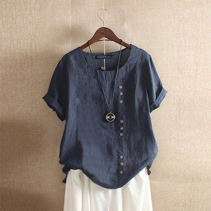 Women's blouse cotton asymmetrical with button details