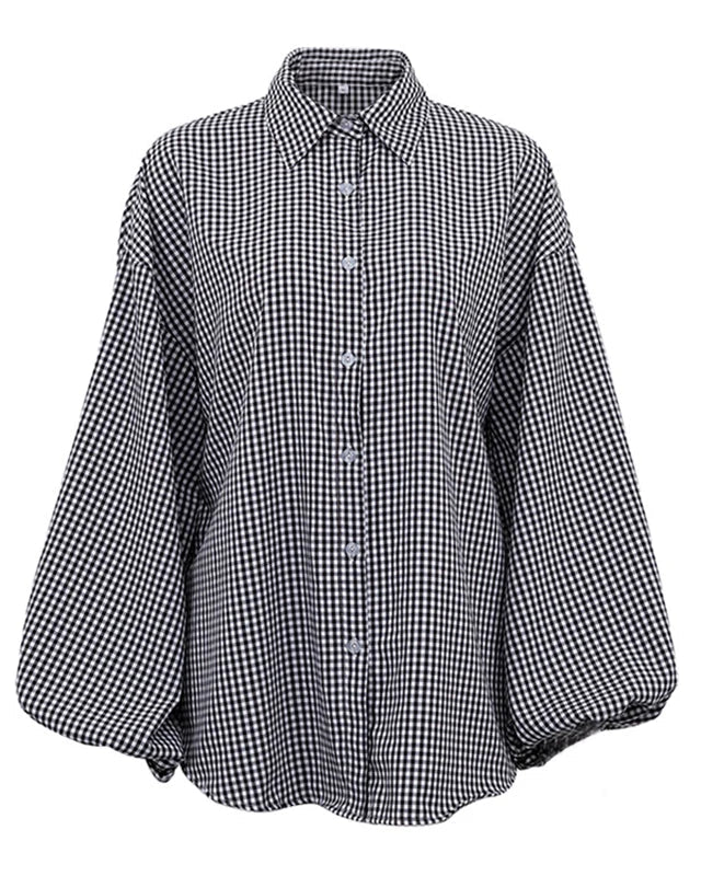 Women's blouse cotton oversized gingham