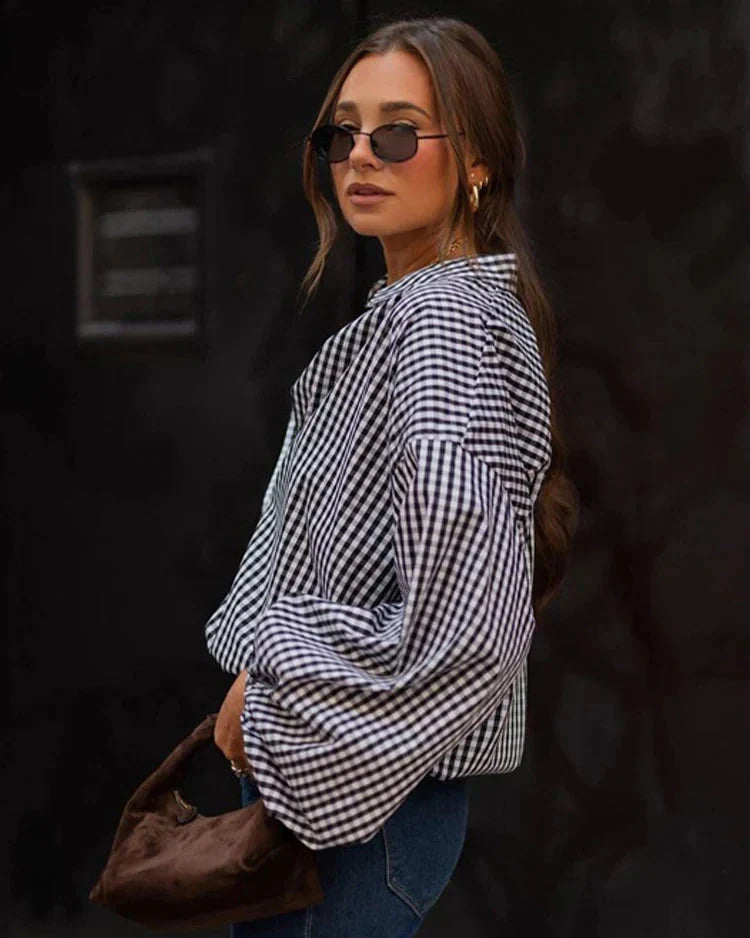 Women's blouse cotton oversized gingham