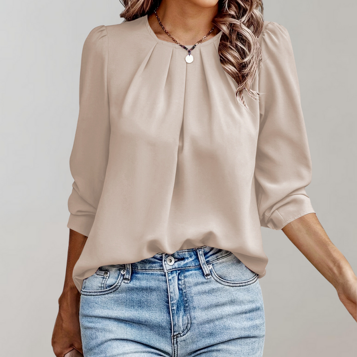 Women's blouse with puff sleeves and pleats – Elegant blouses for festive occasions