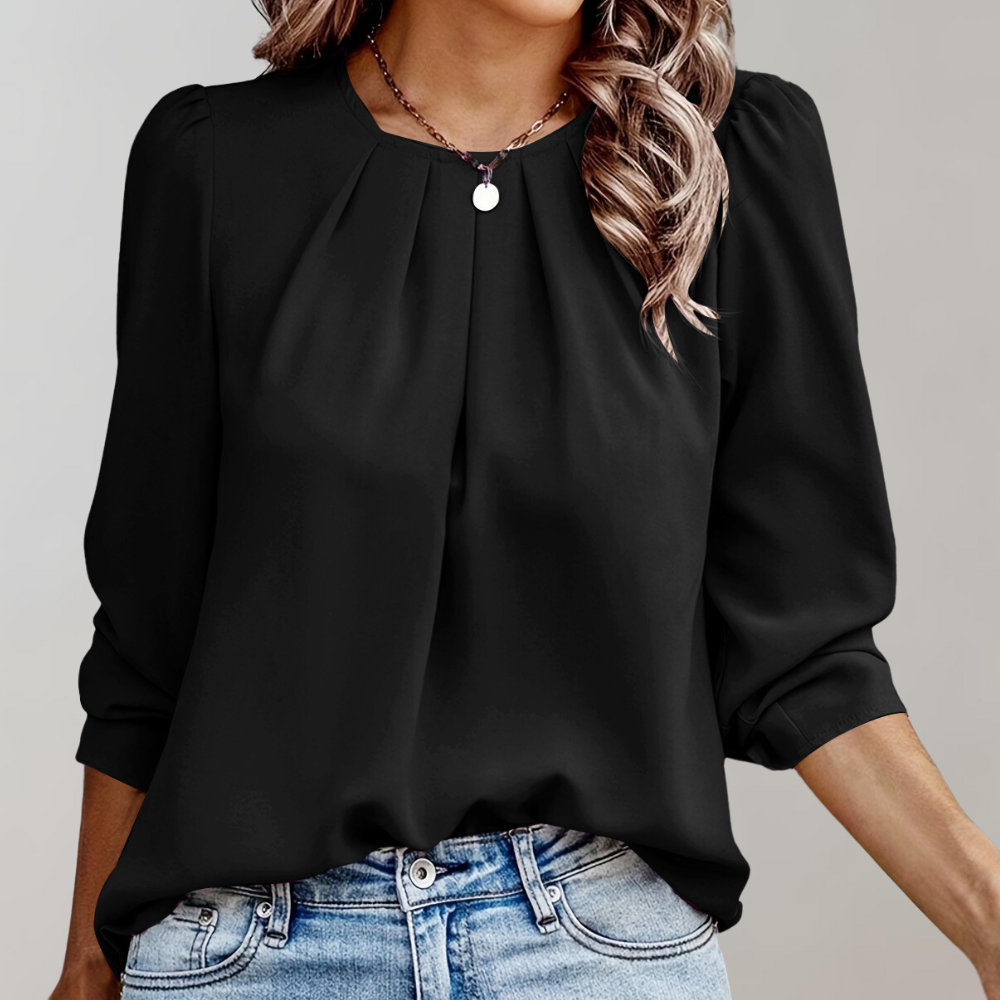 Women's blouse with puff sleeves and pleats – Elegant blouses for festive occasions