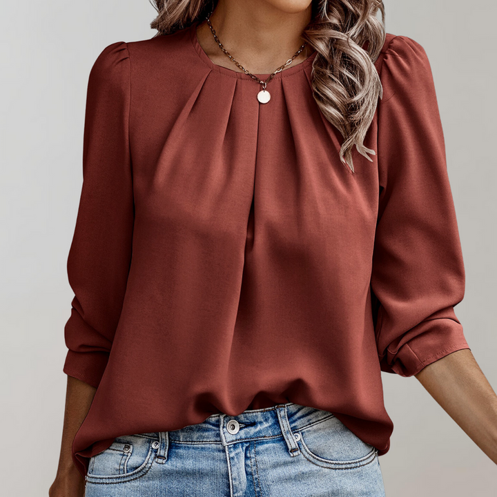 Women's blouse with puff sleeves and pleats – Elegant blouses for festive occasions