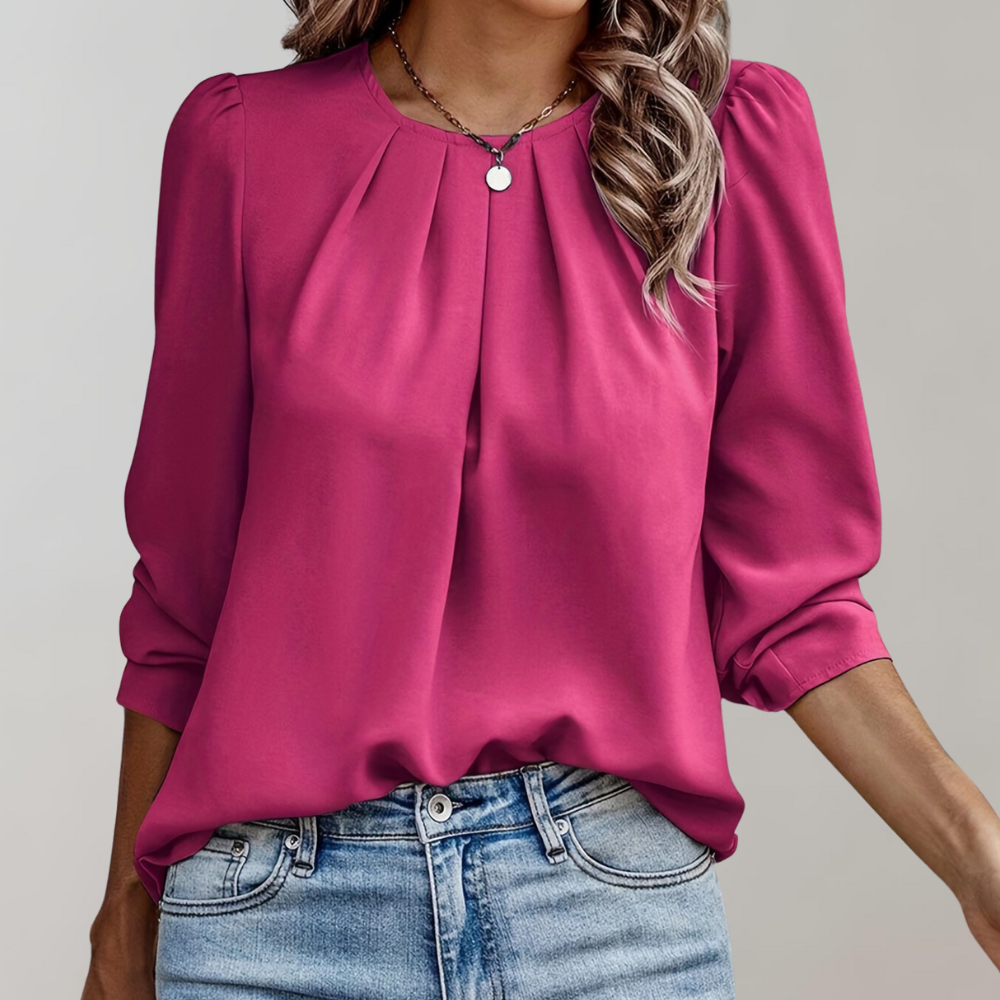 Women's blouse with puff sleeves and pleats – Elegant blouses for festive occasions