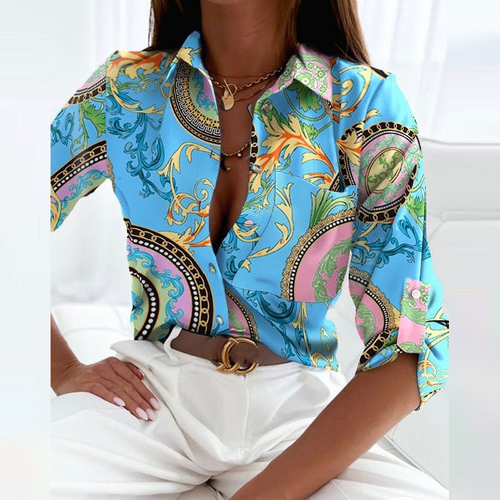 Women's blouse with turn-down collar made of high-quality materials – Elegant blouse for festive occasions