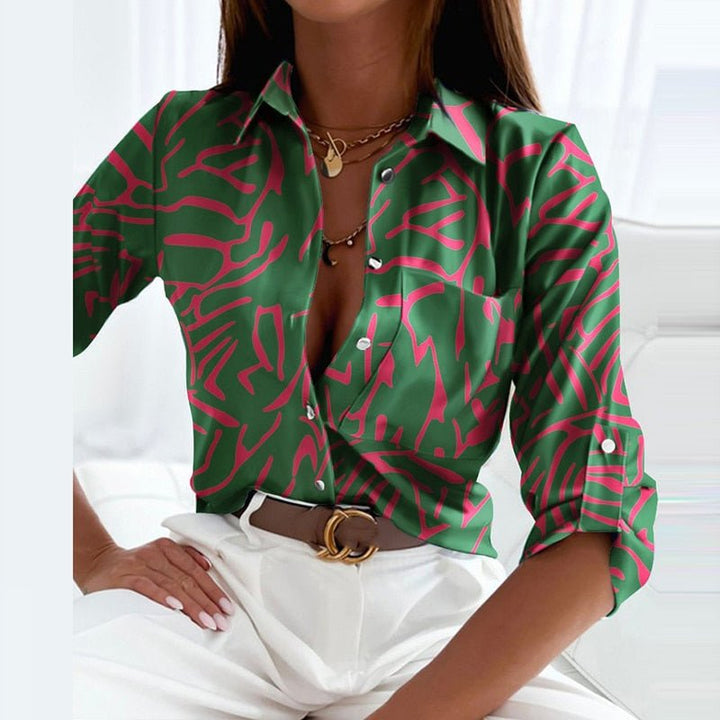 Women's blouse with turn-down collar made of high-quality materials – Elegant blouse for festive occasions