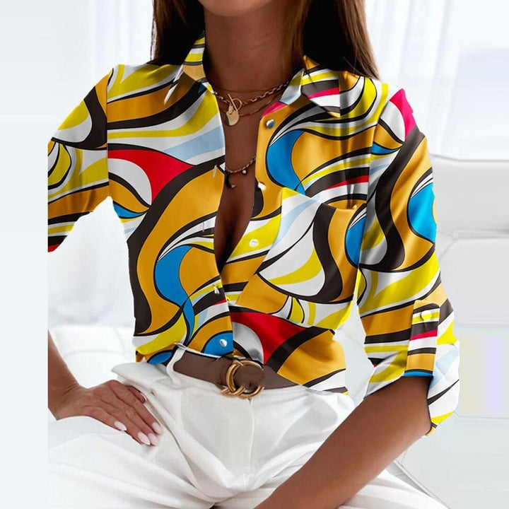 Women's blouse with turn-down collar made of high-quality materials – Elegant blouse for festive occasions