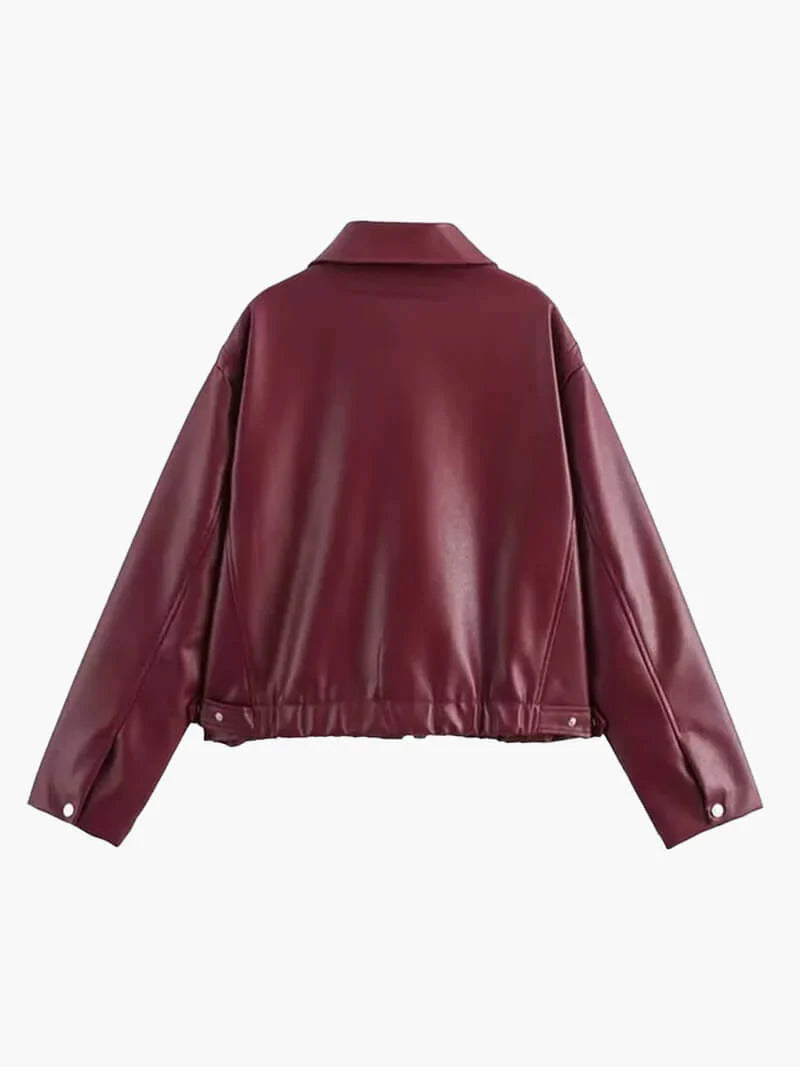 Women's jacket made of high-quality imitation leather in a modern cut