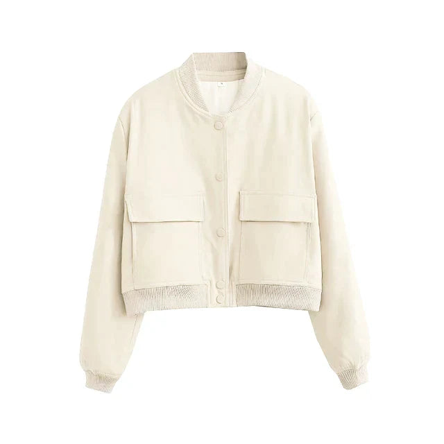 Women's jacket bomber style sturdy material for transitional seasons