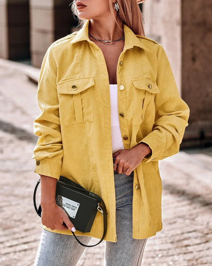 Women's corduroy jacket stylish with button closure and practical pockets