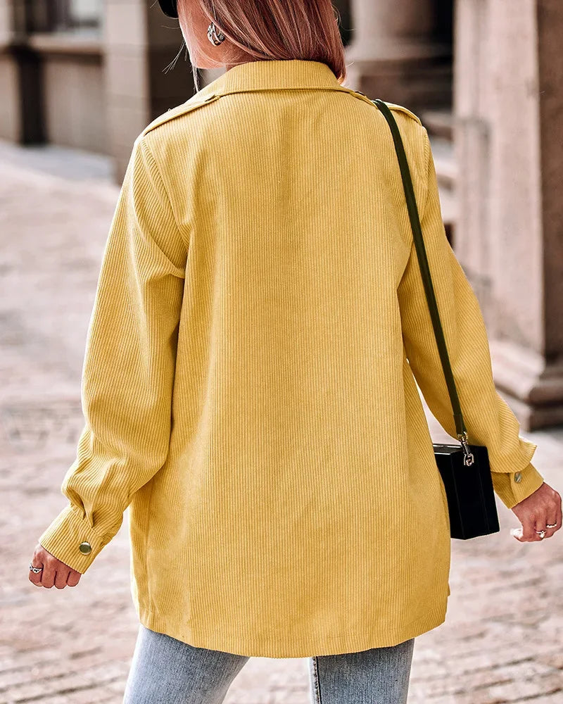 Women's corduroy jacket stylish with button closure and practical pockets