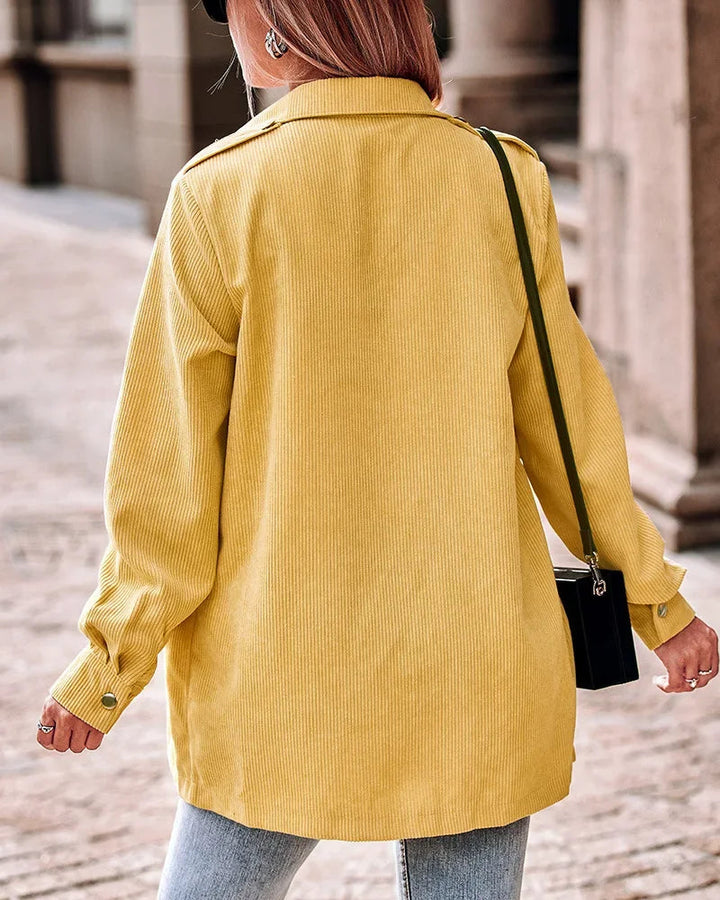 Women's corduroy jacket stylish with button closure and practical pockets