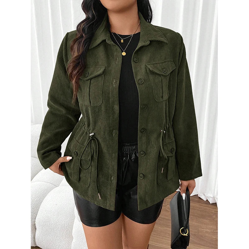 Women's corduroy jacket with pockets in casual style