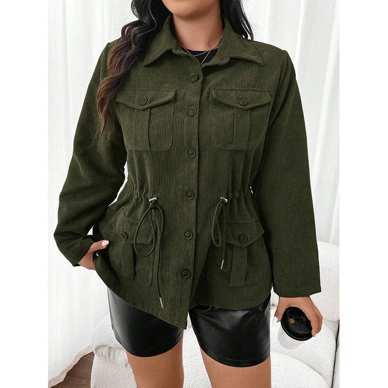 Women's corduroy jacket with pockets in casual style