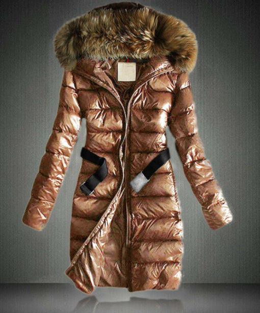 Women's jacket down insulation with fur collar water-repellent tailored