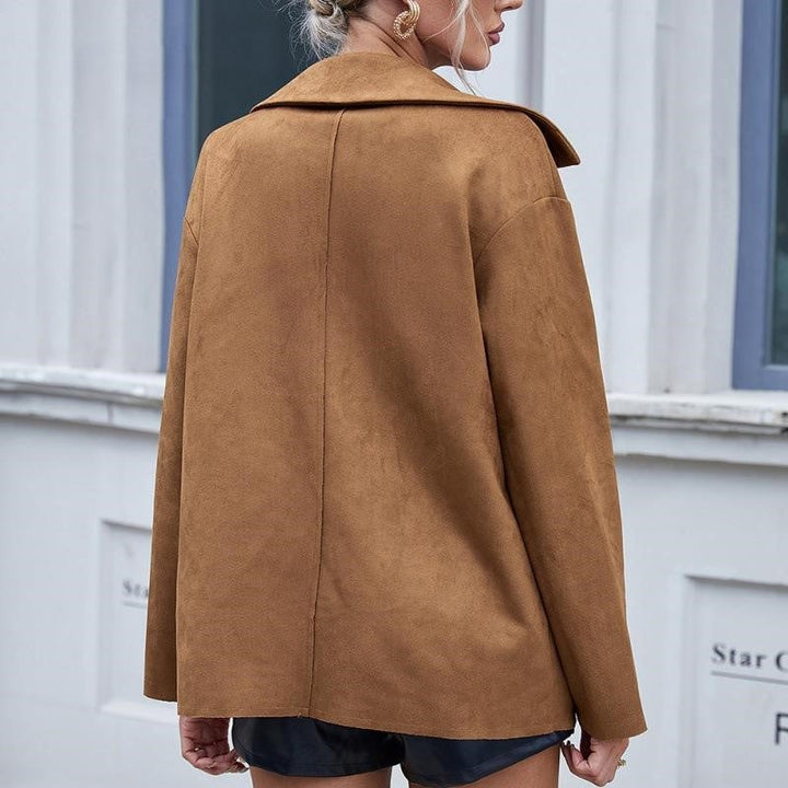 Women's suede jacket with button closure elegant design