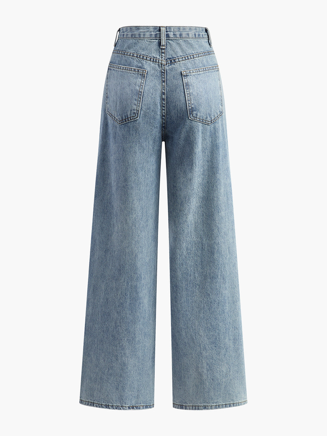 Women's jeans denim asymmetrical waist wide