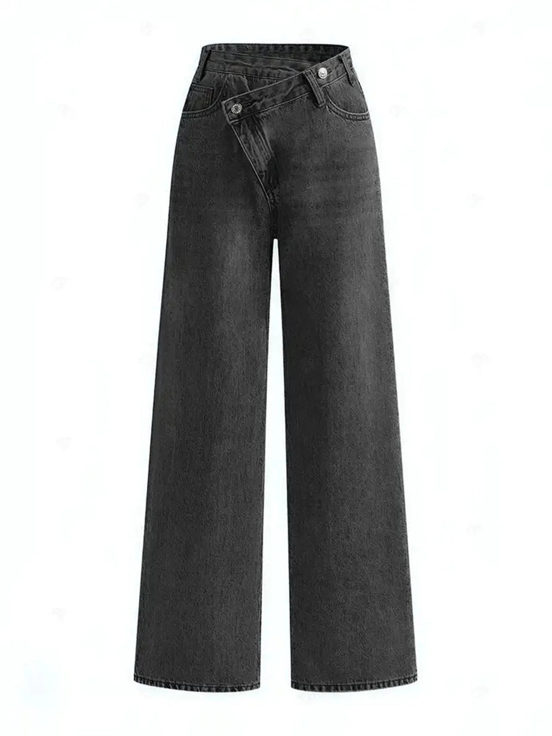 Women's jeans denim asymmetrical waist wide