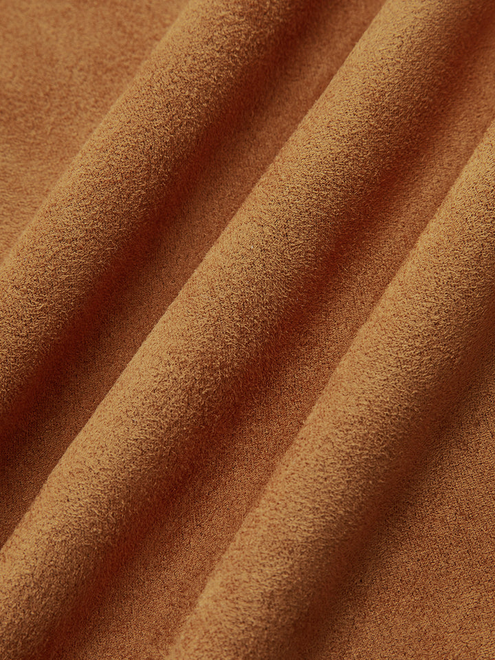 Women's Dress Asymmetrical – Long Sleeve Mini Dress in Suede Look Elegant