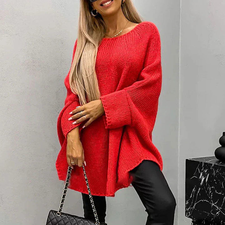 Women's sweater cotton chunky knit boat neckline