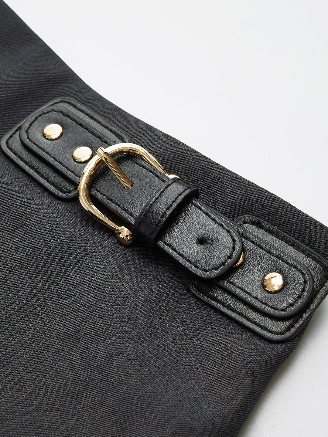 Women's skirt woven fabric with side buckle short fashion