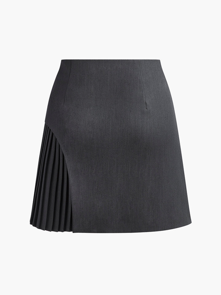 Women's skirt woven fabric with side buckle short fashion