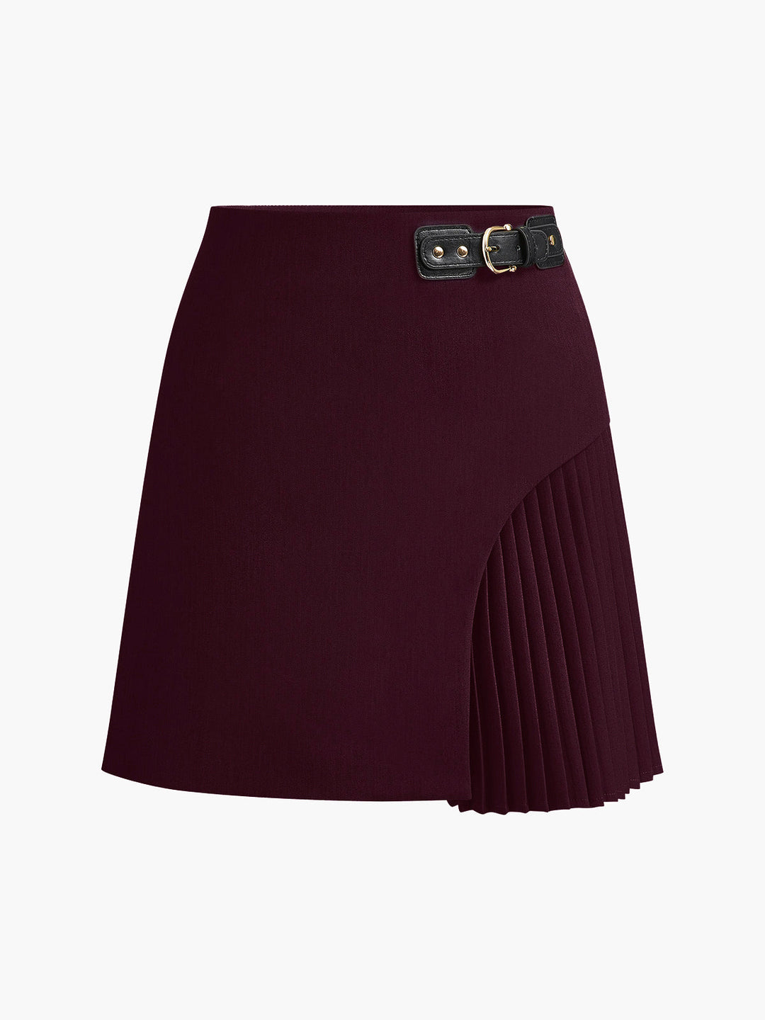 Women's skirt woven fabric with side buckle short fashion