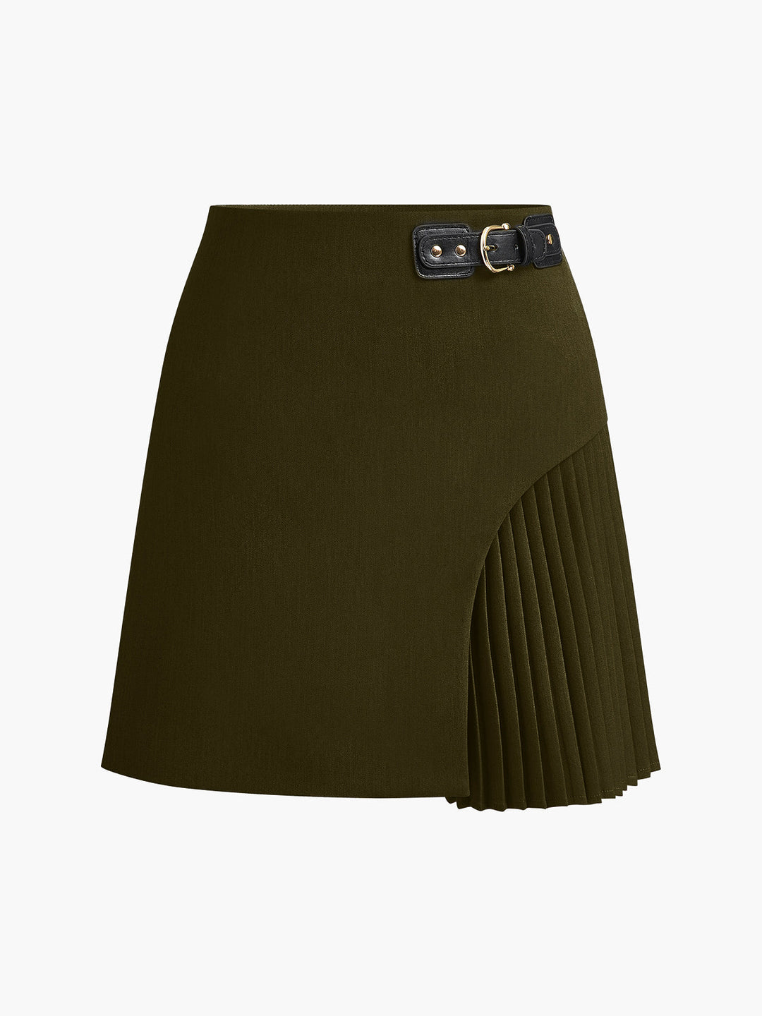 Women's skirt woven fabric with side buckle short fashion