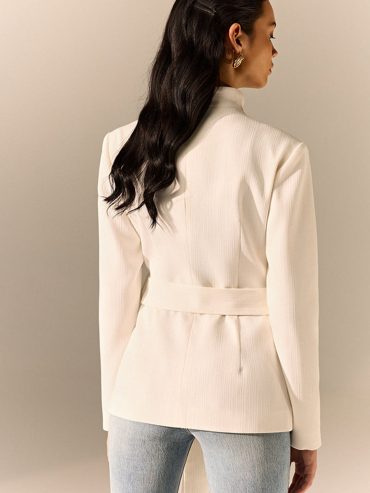 Elegant blazer with stand-up collar and long sleeves