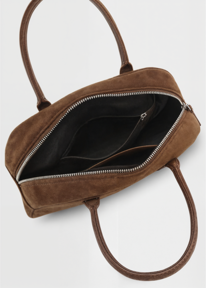 Genuine Suede Handbag Women – Small Shoulder Bag with Zipper